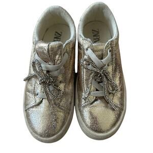 Zara Metallic Bow Sneaker Golden 30
